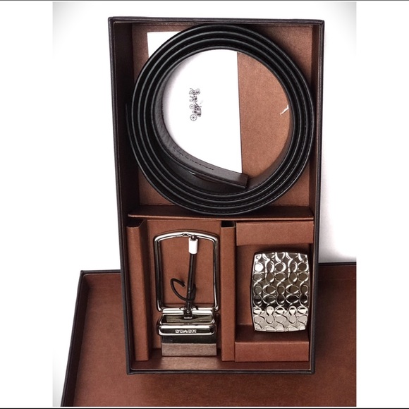 Mens Coach Black Leather Belt Gift Set w/ Buckle - Picture 8 of 8